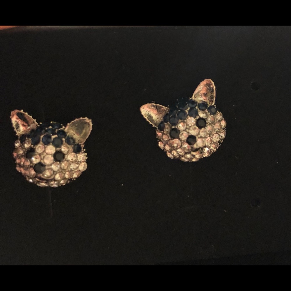 Adorable Huskie dog earrings w/CZ and gem stones - Picture 3 of 5